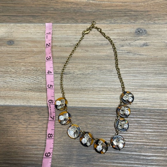 J Crew Tortoise Brown Beaded Crystal Statement Necklace - Picture 4 of 7